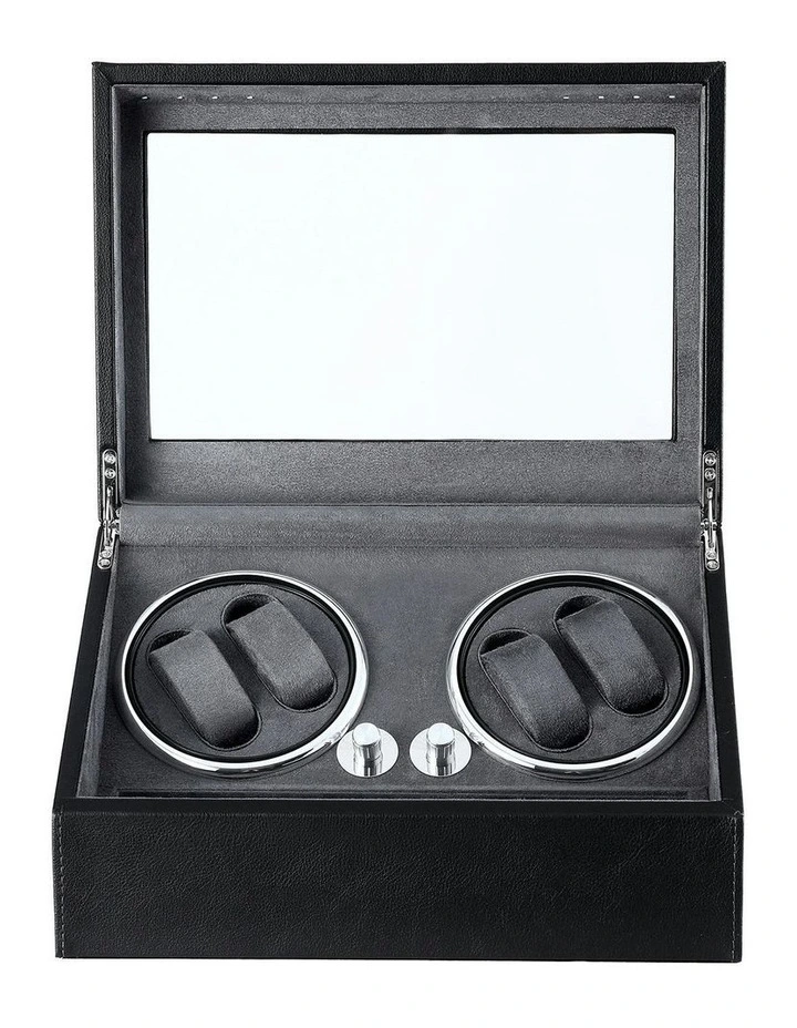 Automatic Watch Box Luxury Storage LED Watch Winder in Black image 2