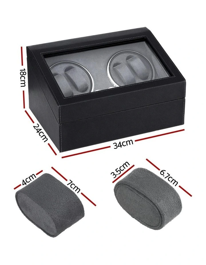 Automatic Watch Box Luxury Storage LED Watch Winder in Black image 4
