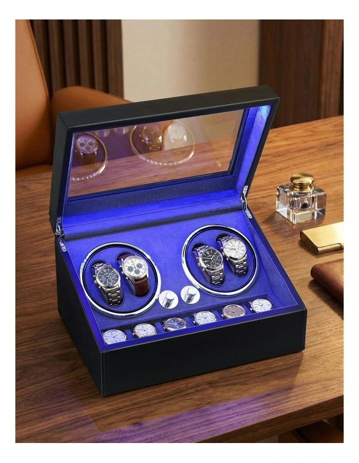 Automatic Watch Box Luxury Storage LED Watch Winder in Black image 5