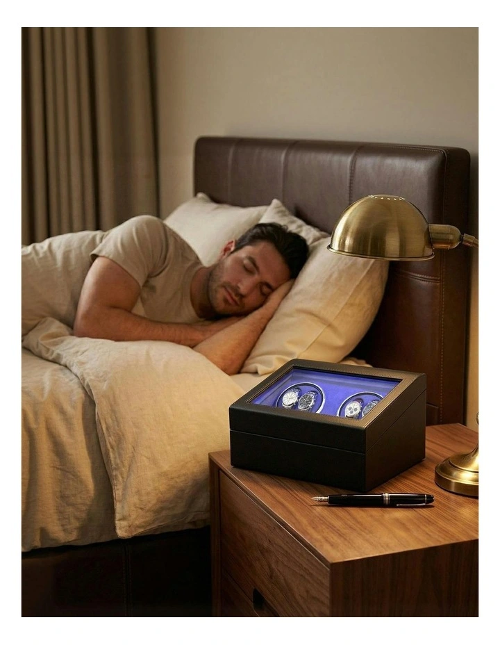 Automatic Watch Box Luxury Storage LED Watch Winder in Black image 6