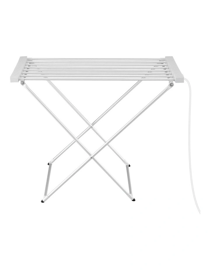 Electric Clothes Airer Foldable Drying Rack Heated Towel Rail 8 Bars in White image 2