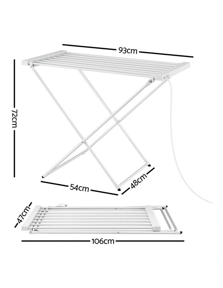 Electric Clothes Airer Foldable Drying Rack Heated Towel Rail 8 Bars in White image 4