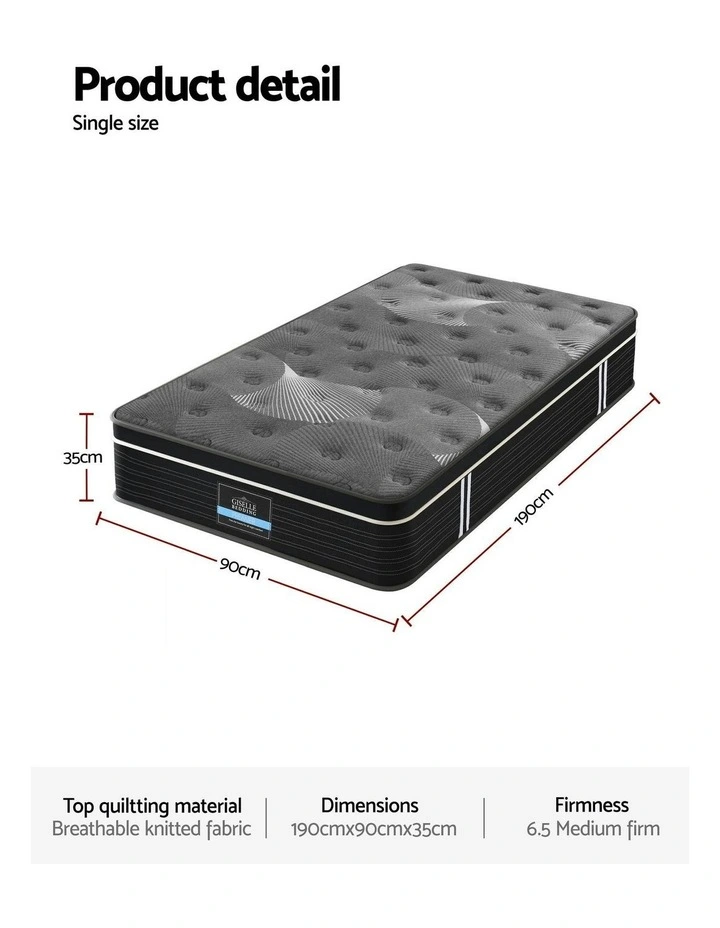 Graphene Memory Foam Medium Firm Euro Top Mattresses Single 35cm in Grey image 4