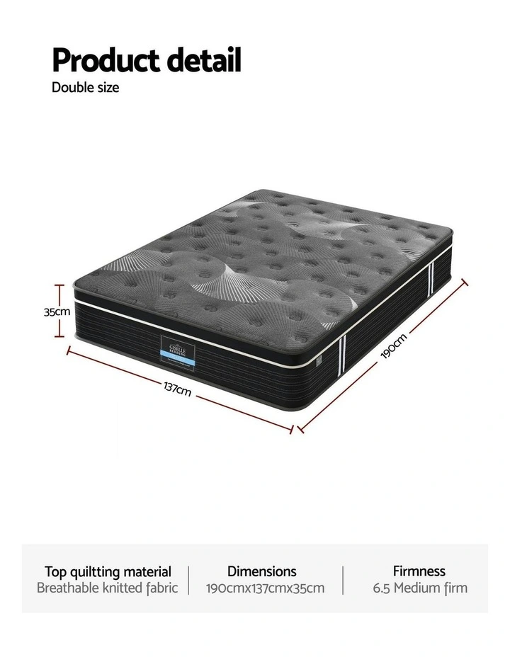 Graphene Memory Foam Medium Firm Euro Top Mattresses Double 35cm in Grey image 4