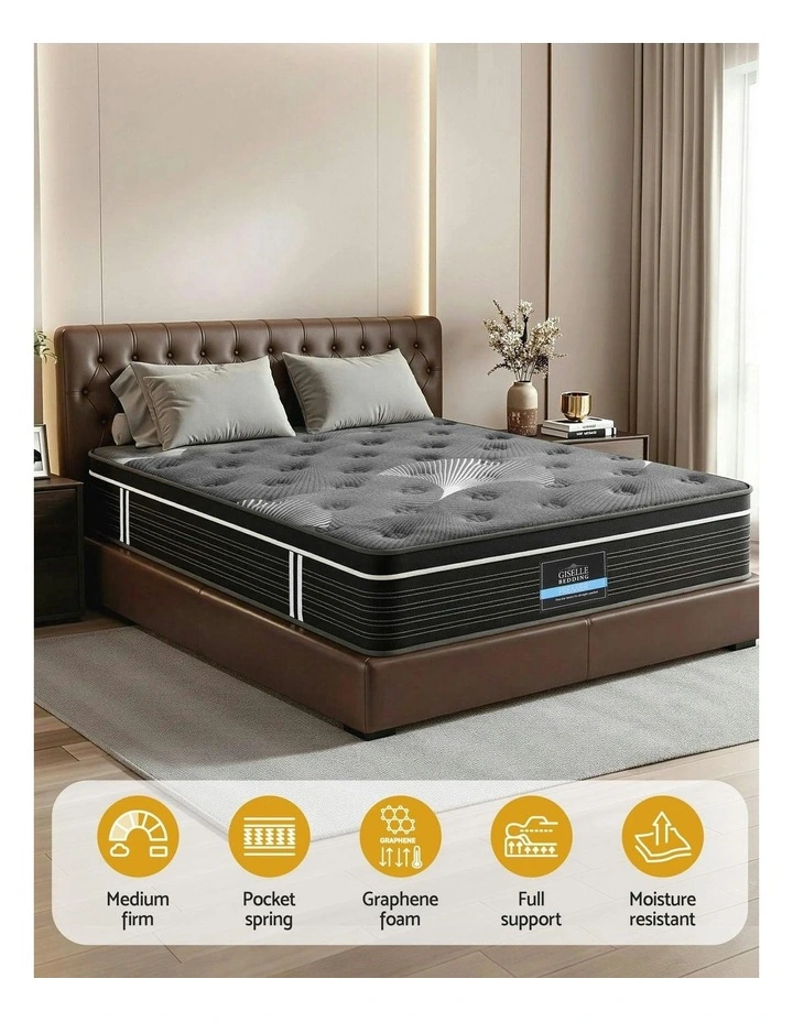 Graphene Memory Foam Medium Firm Euro Top Mattresses Double 35cm in Grey image 5