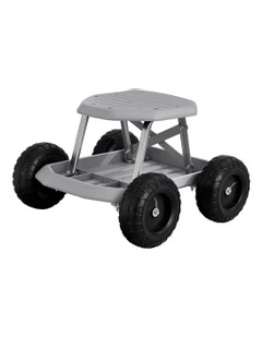 Garden Cart Seat Wheels Rolling Work Stool Tool Tray Heavy Duty 200kg
