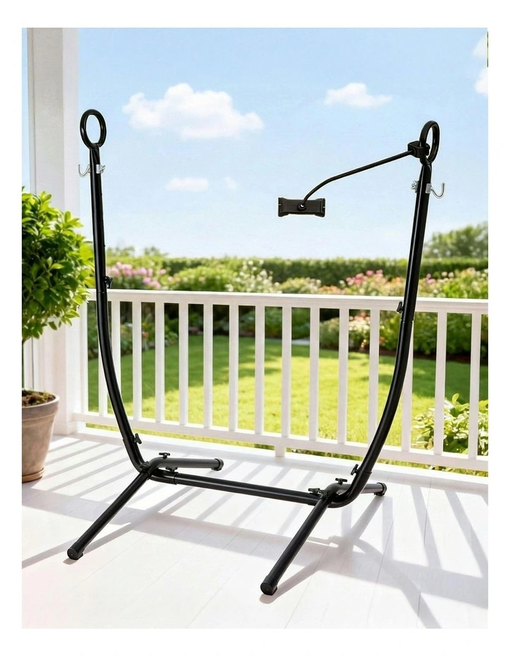 Hammock Chair Stand Iron Frame with Phone Holder in Black image 3