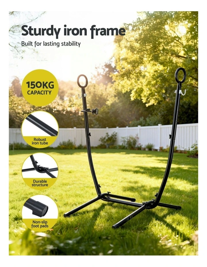 Hammock Chair Stand Iron Frame with Phone Holder in Black image 5