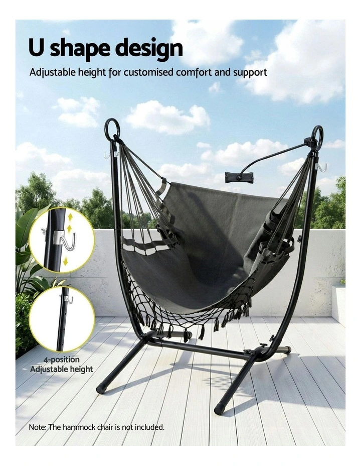 Hammock Chair Stand Iron Frame with Phone Holder in Black image 6