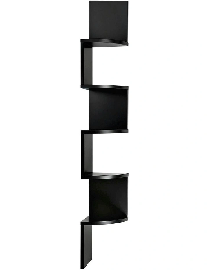 Corner Floating Wall Shelf Bookshelf 5-Tier in Black image 2
