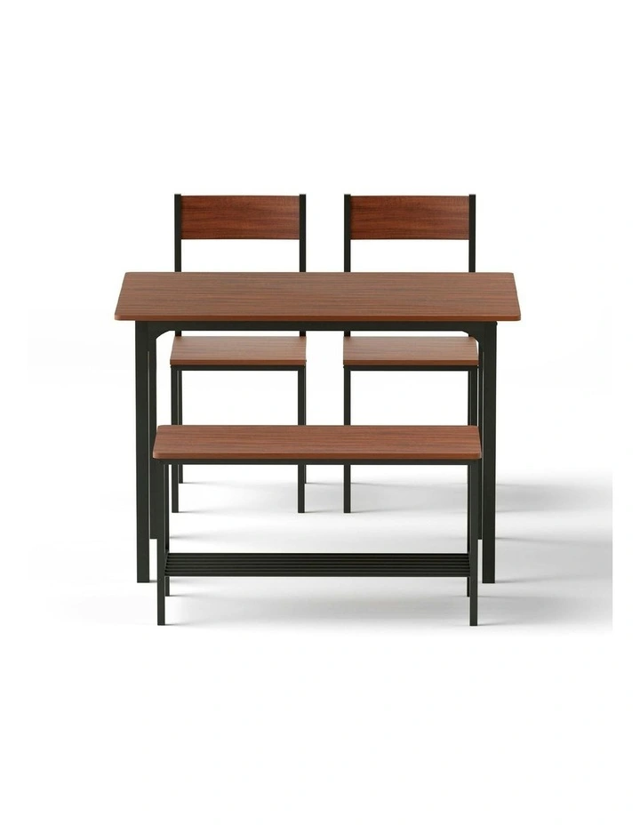 Kitchen Furniture Dining Table and Chairs Set of 4 Storage Bench in Walnut image 2