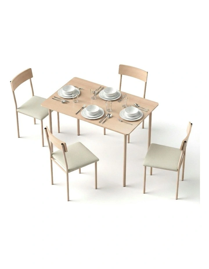 Dining Table And Chairs Set of 5 in Natural Beige image 1