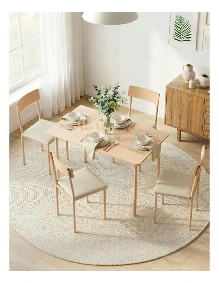 Dining Table And Chairs Set of 5 in Natural Beige image 3