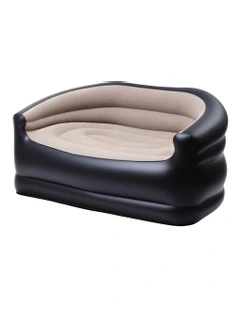 Outdoor Air Inflatable Couch Two-Seater Lounge Chair with Pump Blow Up Couches for Camping Sofa  in Brown