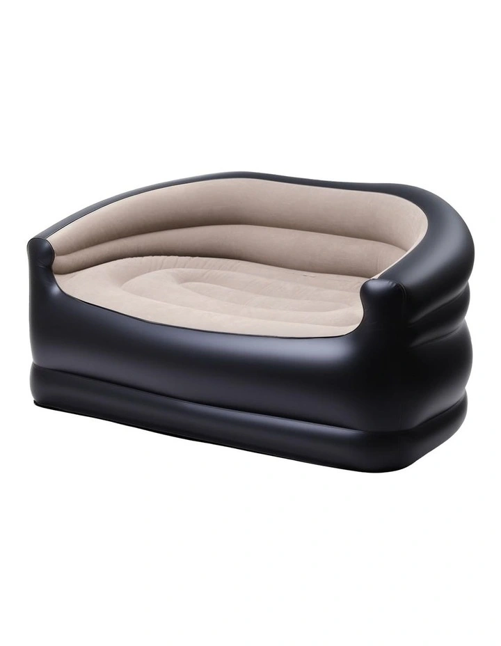 Outdoor Air Inflatable Couch Two-Seater Lounge Chair with Pump Blow Up Couches for Camping Sofa in Brown image 1