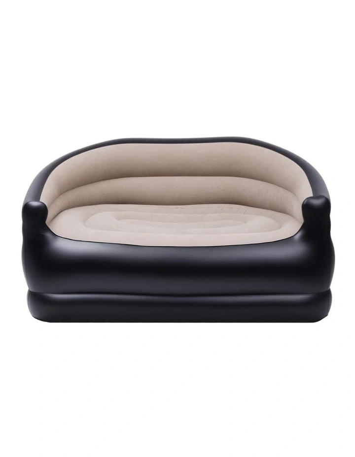 Outdoor Air Inflatable Couch Two-Seater Lounge Chair with Pump Blow Up Couches for Camping Sofa in Brown image 2