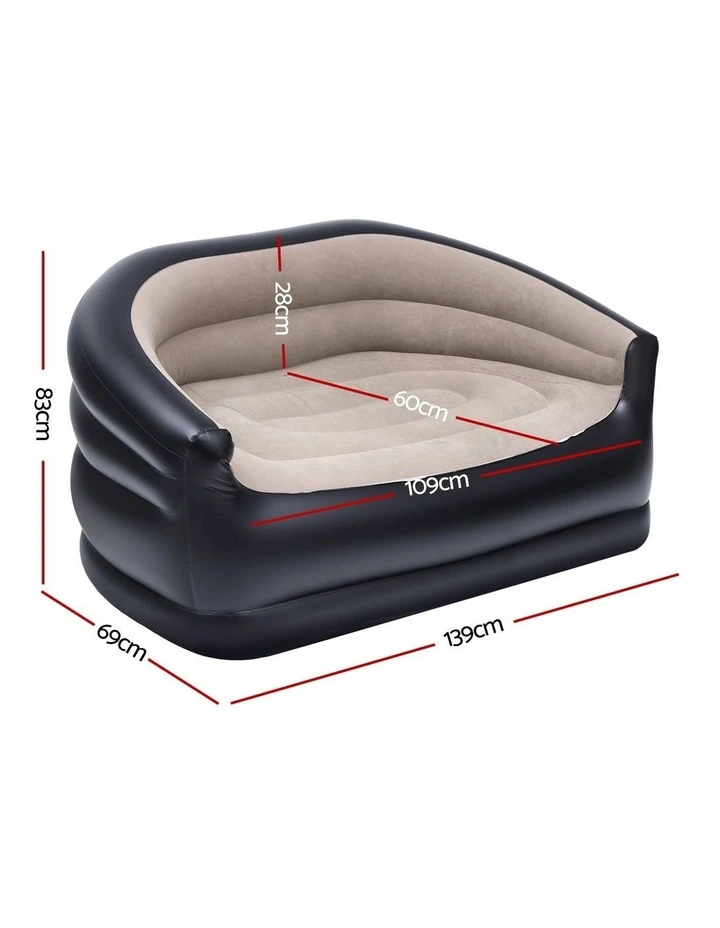 Outdoor Air Inflatable Couch Two-Seater Lounge Chair with Pump Blow Up Couches for Camping Sofa in Brown image 4