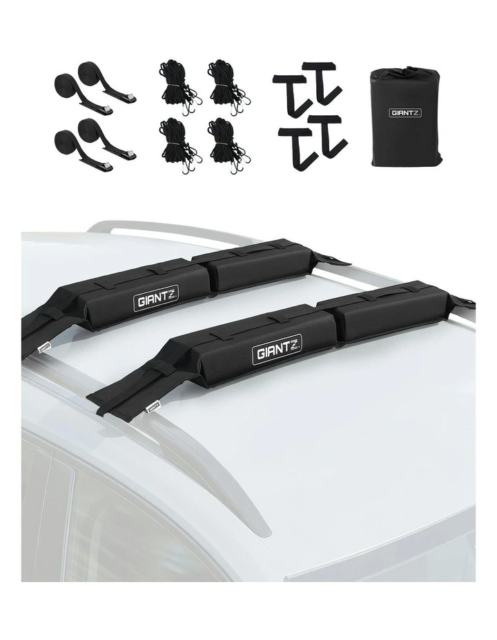 Universal Soft Roof Rack Kayak Pads for Surfboard SUP Portable Roof Bars in Black image 1