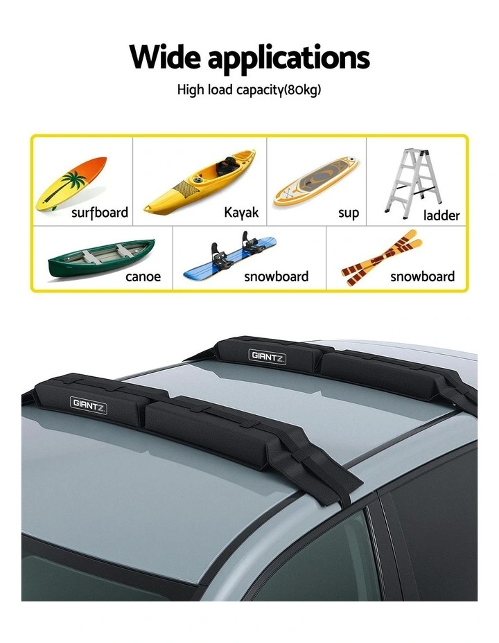 Universal Soft Roof Rack Kayak Pads for Surfboard SUP Portable Roof Bars in Black image 6
