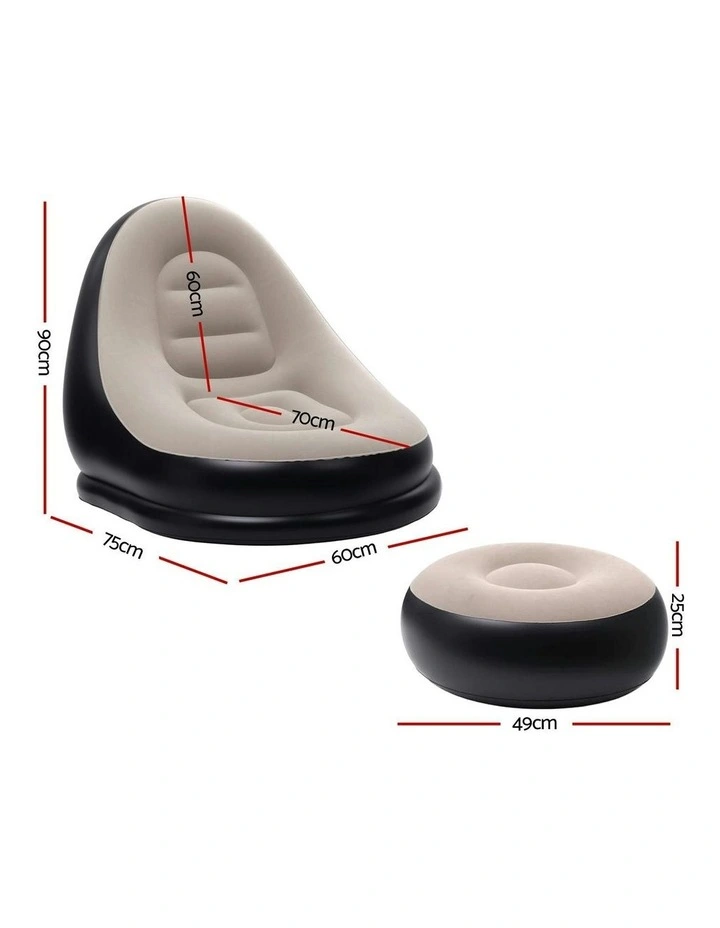 Inflatable Chair With Ottoman in Black image 4