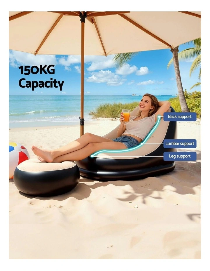 Inflatable Chair With Ottoman in Black image 7