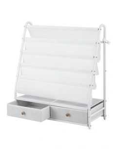 Metal Storage Bookshelf Rack in White