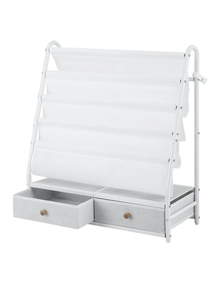 Metal Storage Bookshelf Rack in White image 1