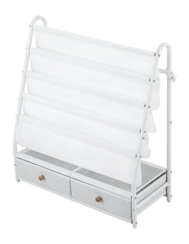 Metal Storage Bookshelf Rack in White image 2