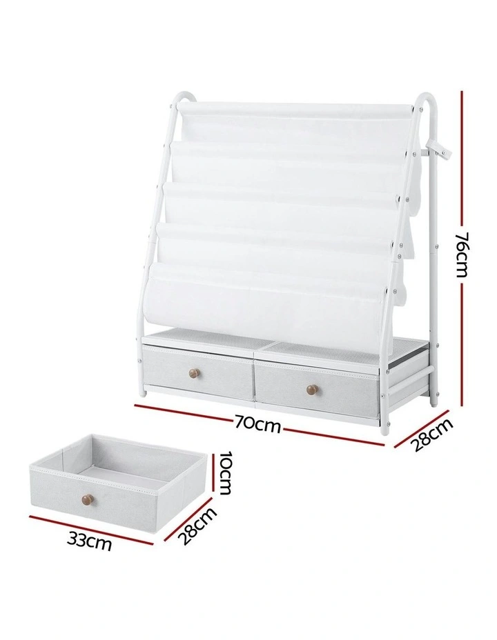 Metal Storage Bookshelf Rack in White image 4