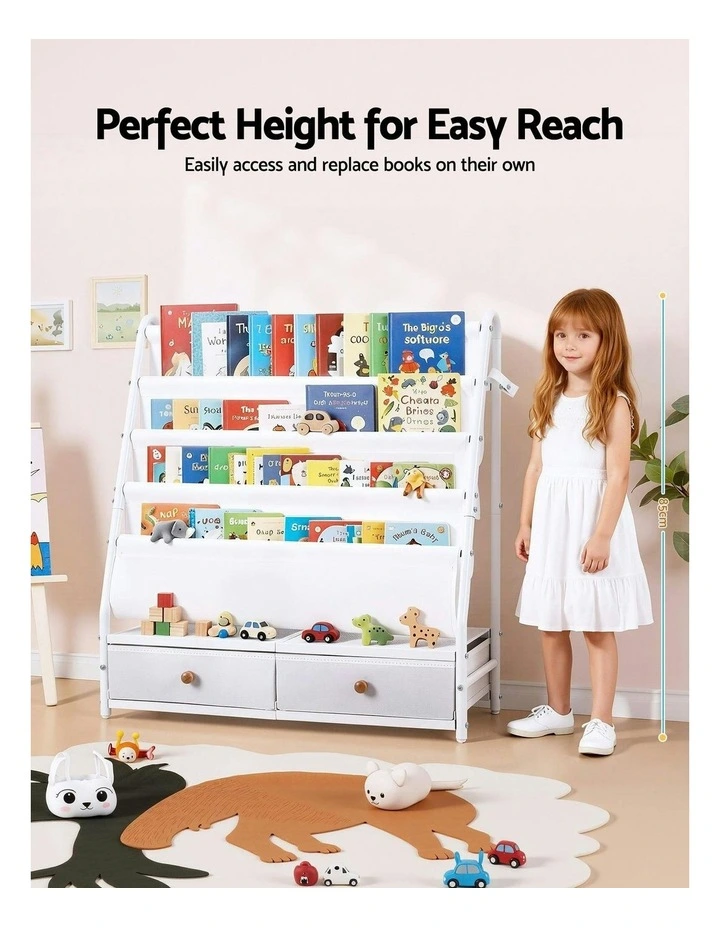 Metal Storage Bookshelf Rack in White image 5