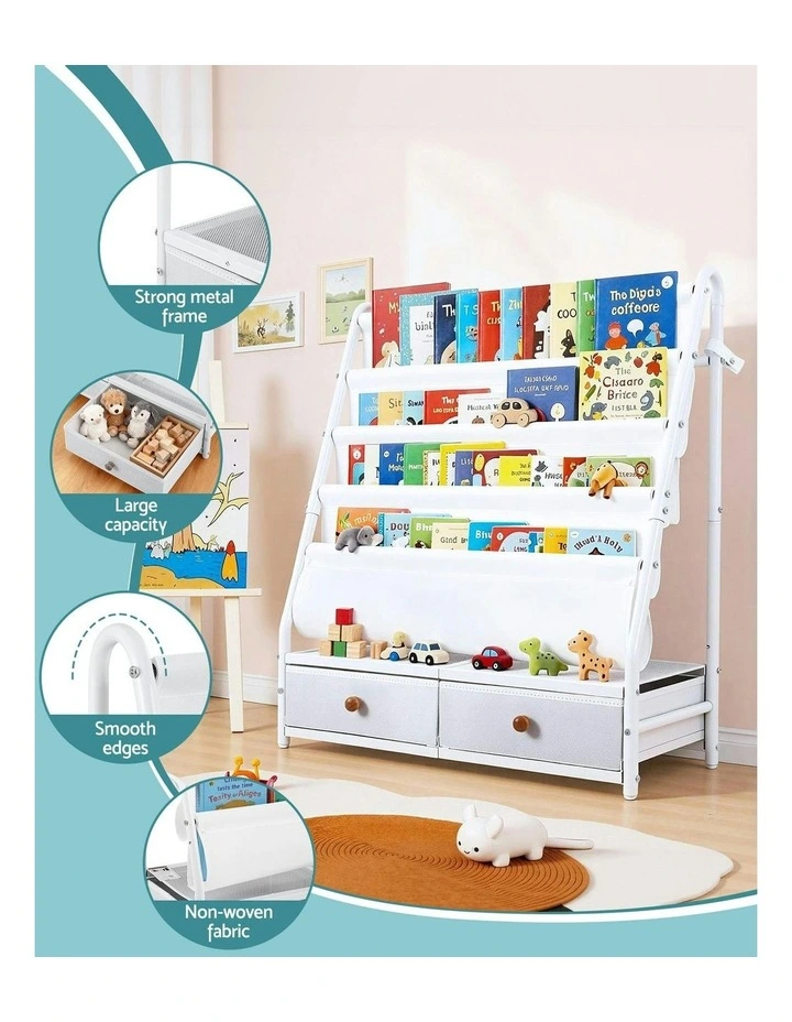 Metal Storage Bookshelf Rack in White image 7