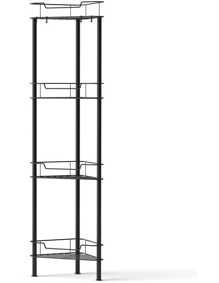 4 Tier Floor Standing Corner Shower Caddy Bathroom Organizer in Black image 1