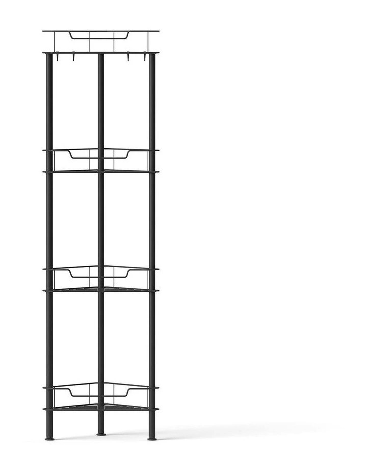 4 Tier Floor Standing Corner Shower Caddy Bathroom Organizer in Black image 2