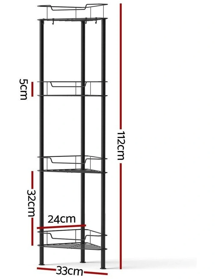 4 Tier Floor Standing Corner Shower Caddy Bathroom Organizer in Black image 4