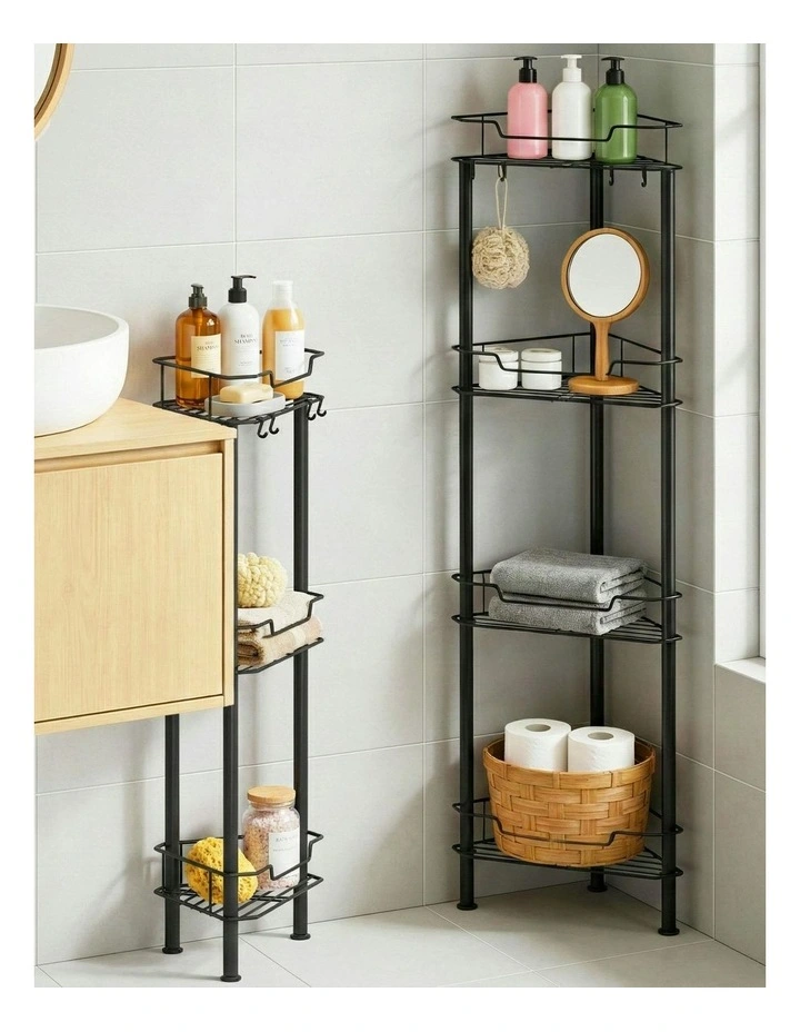 4 Tier Floor Standing Corner Shower Caddy Bathroom Organizer in Black image 7