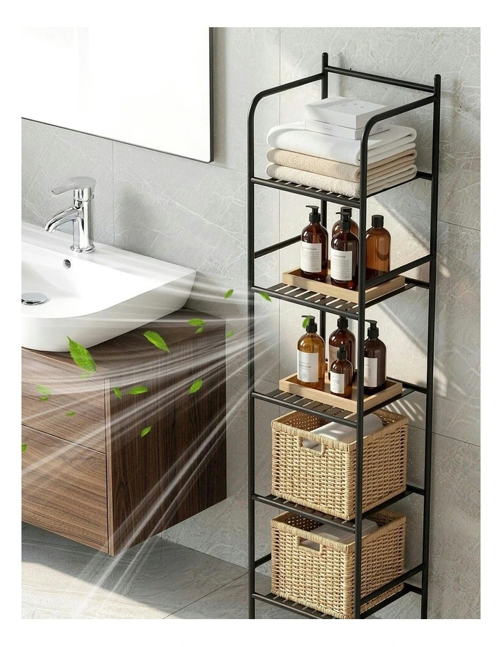 5 Tier Floor Standing Corner Shower Caddy Bathroom Organizer in Black image 7