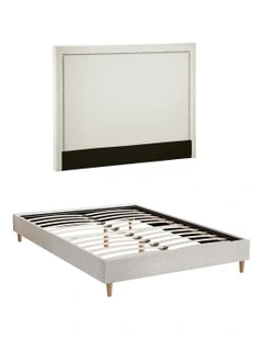 Platform Bed Base Queen Bed Frame in Beige