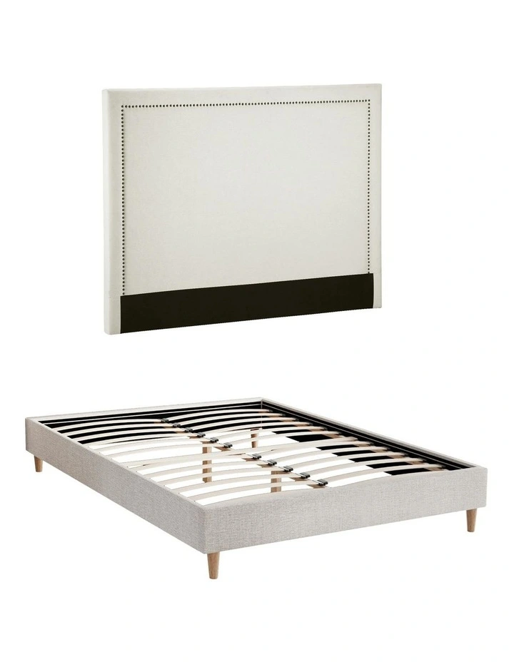 Platform Bed Base Queen Bed Frame in Beige image 1