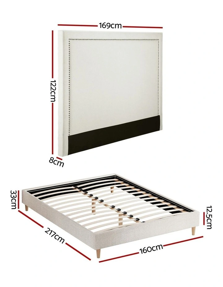 Platform Bed Base Queen Bed Frame in Beige image 4
