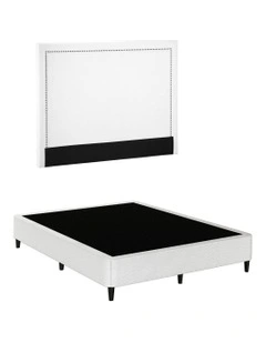 Queen Bed Frame With Headboard Platform Bed Base in Beige