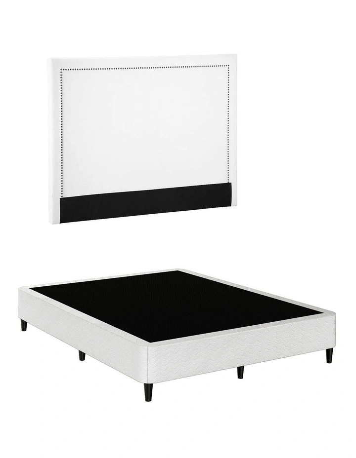 Queen Bed Frame With Headboard Platform Bed Base in Beige image 1