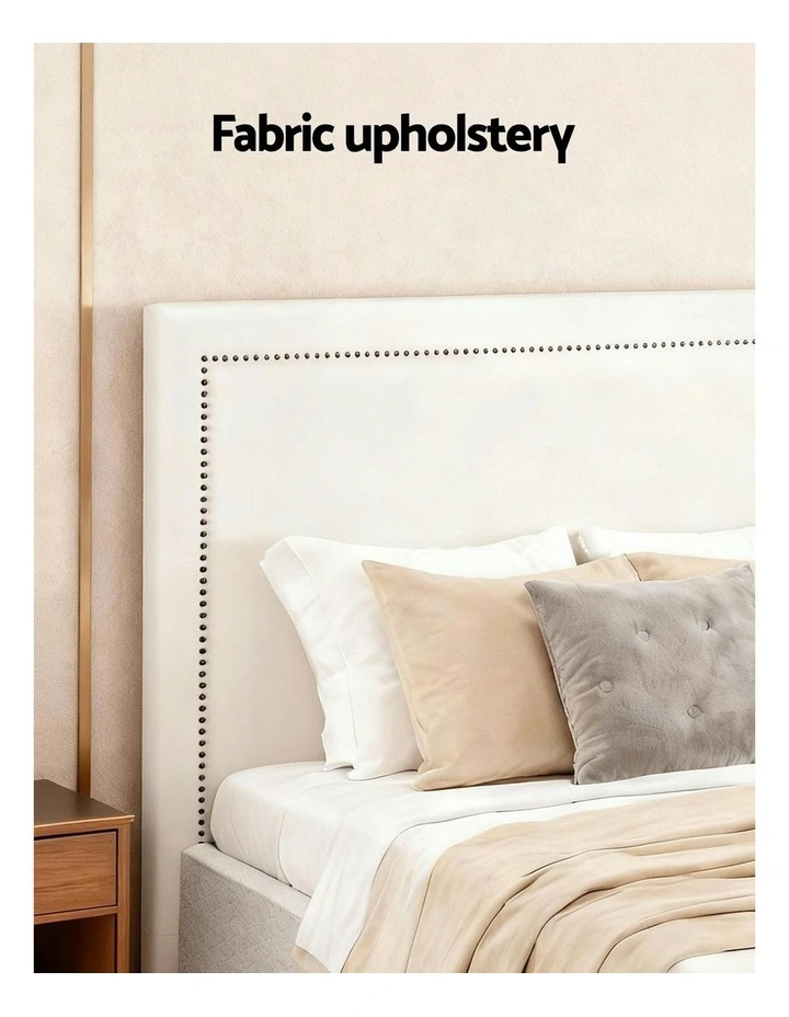 Queen Bed Frame With Headboard Platform Bed Base in Beige image 7