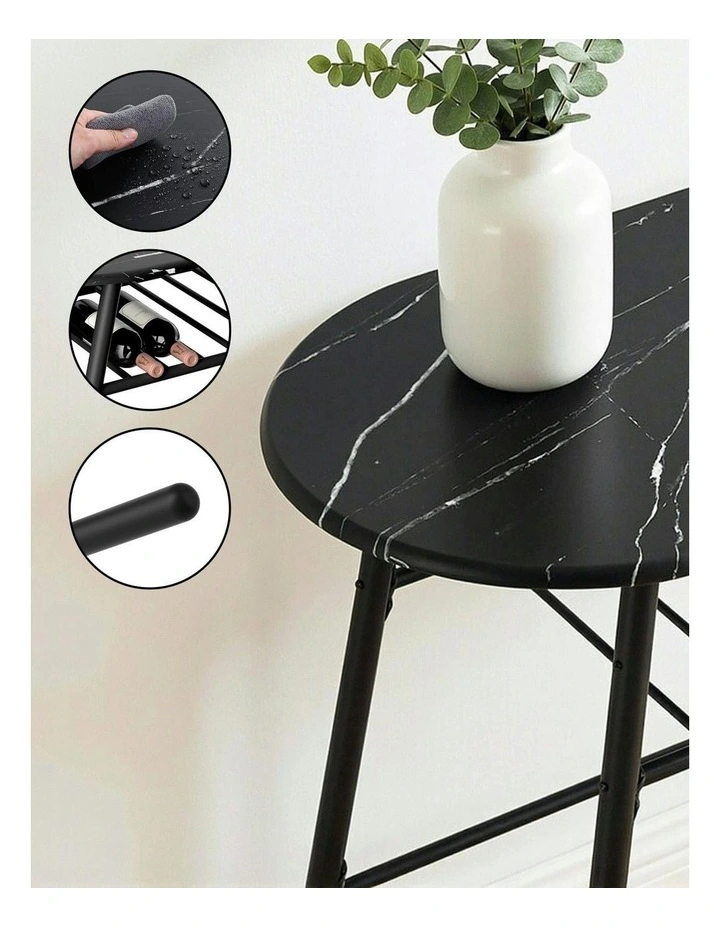 Dining Table Set 3 Pieces in Black Marble image 6