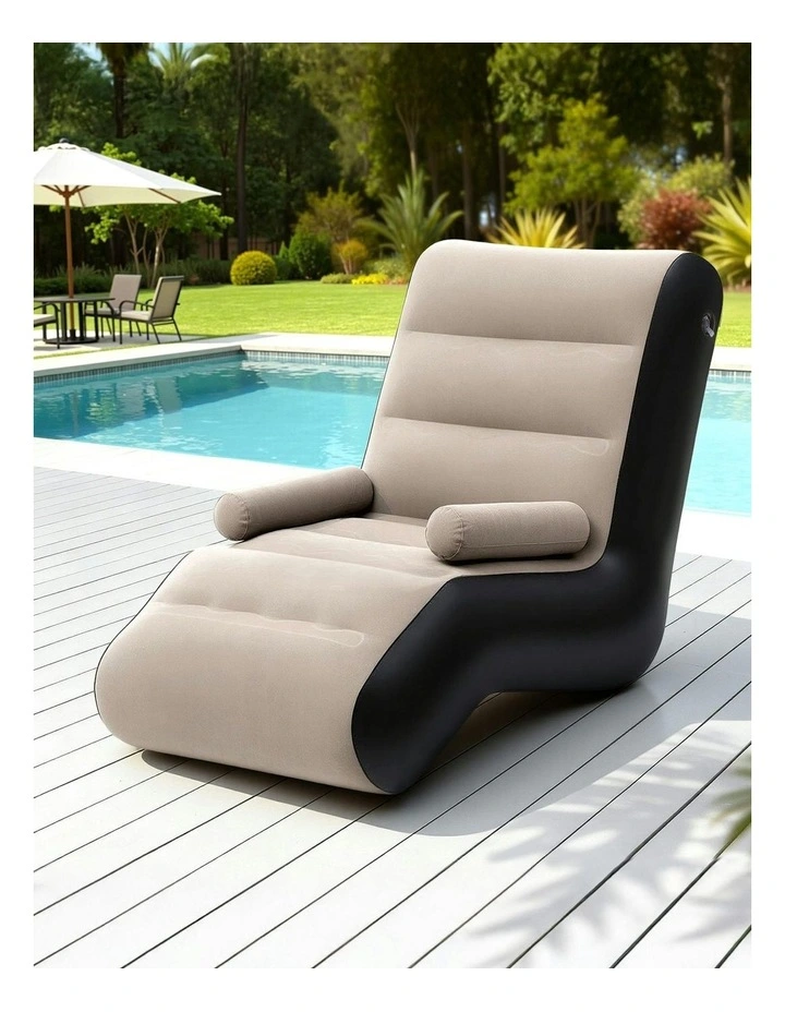 Inflatable Blow Up Folding Air Sun Lounger Chair Sofa in Black image 3