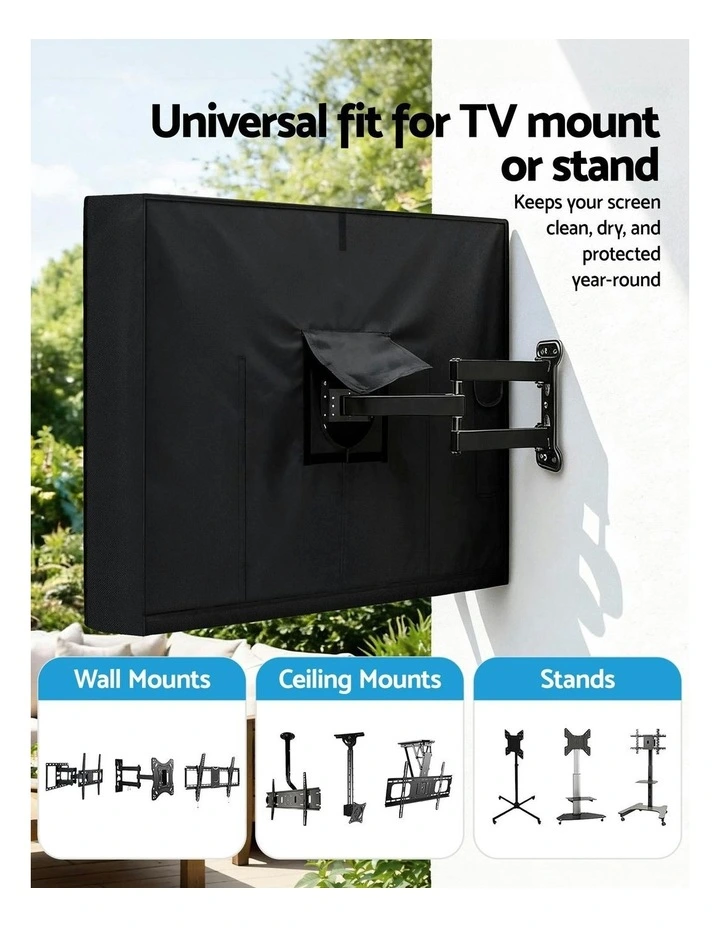 Waterproof Outdoor Patio Flat TV Cover 55-58 Inch in Black image 5
