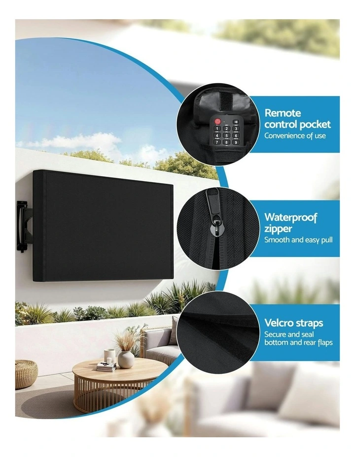 Waterproof Outdoor Patio Flat TV Cover 55-58 Inch in Black image 7