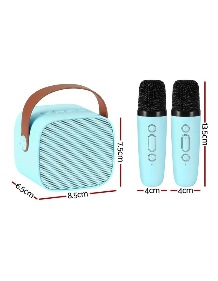 Mini Portable Karaoke Machine with 2 Wireless Microphones in Blue image 4