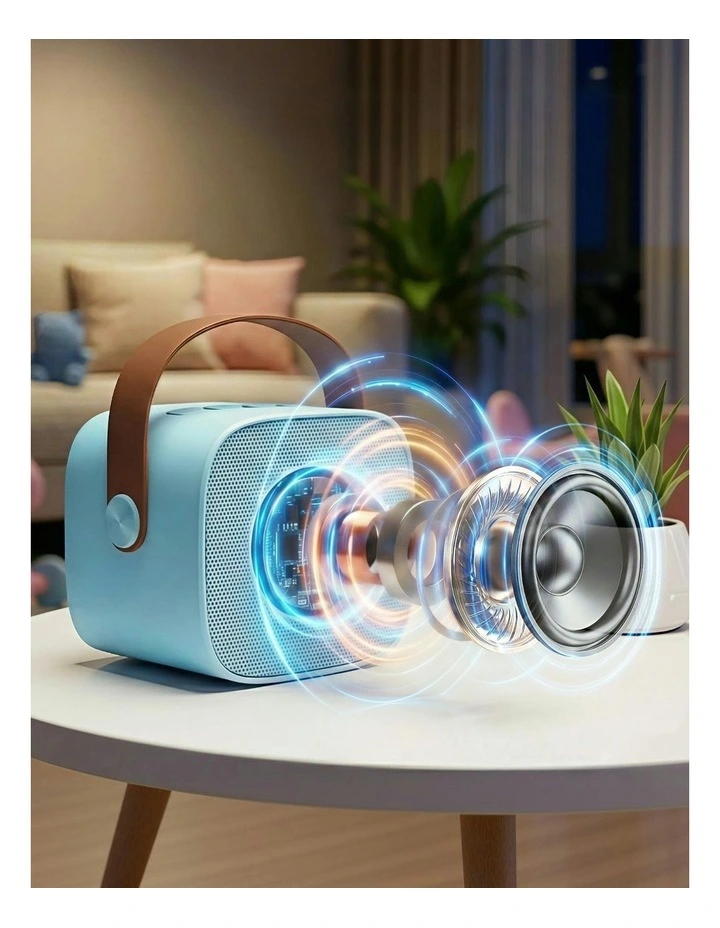 Mini Portable Karaoke Machine with 2 Wireless Microphones in Blue image 5