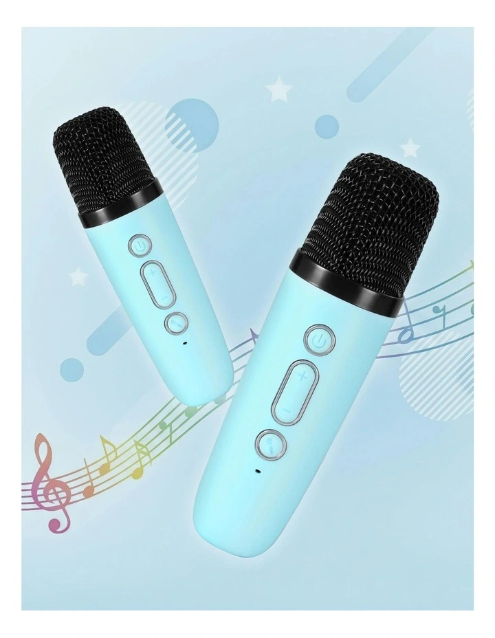 Mini Portable Karaoke Machine with 2 Wireless Microphones in Blue image 6