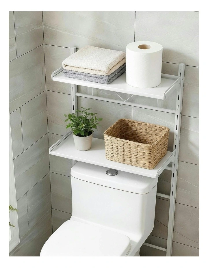 2 Tier Over Toilet Bathroom Storage Shelf in White image 5